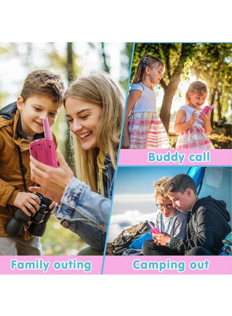 Toys for 3-12 Year Old Boys Girls, Walkie Talkies for Kids 22 Channels 2 Way Radio Toy with Backlit LCD Flashlight, 3 Miles Range for Outside, Camping, Hiking (Pink)