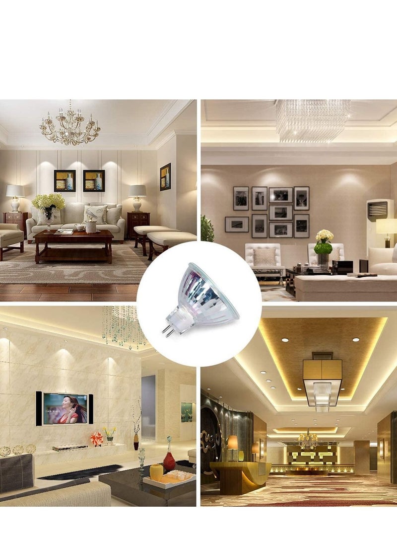 6 Pack MR16 Halogen Bulb Dimmable GU5.3 Spotlight Long Lifetime Warm White 36° Beam Angle Bi Pin Base