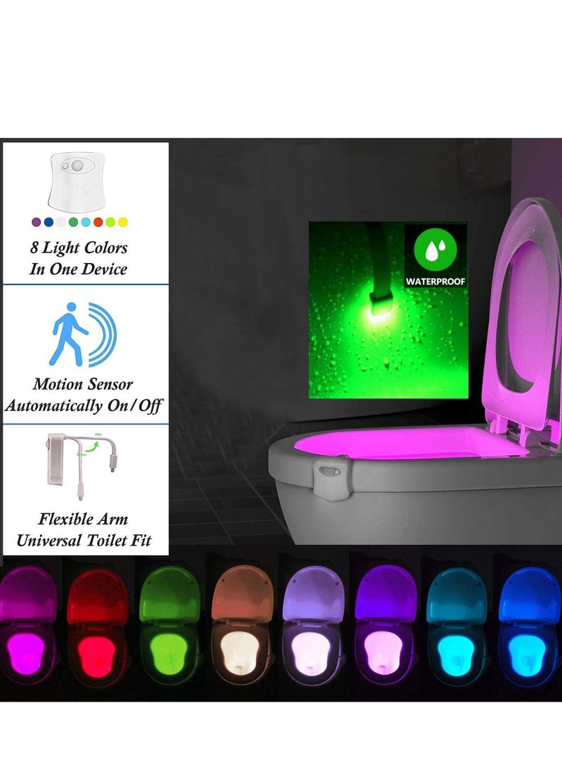 The Original Toilet Night Light Gadget Fun Bathroom Lighting Add on Toilet Bowl Seat Motion Sensor Activated LED 9 Color Modes Weird Novelty Funny Birthday Gag Gifts