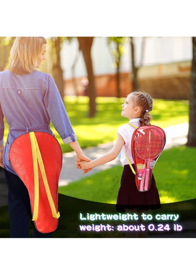 Luminous Badminton Set for Kids - Includes 2 Nylon Alloy Rackets, 8 LED Birdies, 6 Non-Luminous Birdies, and 2 Carrying Bags - Perfect for Fun Outdoor Play!