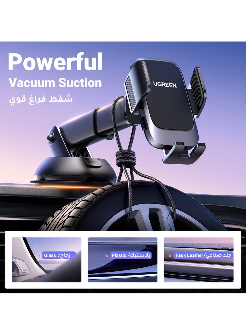 2024-Gen Upgraded 2 In 1 Car Phone Holder For Dashboard/Windshield/Air Vent Car Mount Ultra Stable Car Mobile Holder With Strong Suction Cup Car Stand Fit iPhone 16/15 Series, Galaxy S24 S23, Xiaomi Black