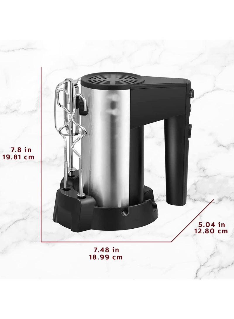 Housewares 200W 5 Speed Hand Mixer Maker Black Stainless Steel User Friendly One Touch Operation 5 Speed Hand Mixer