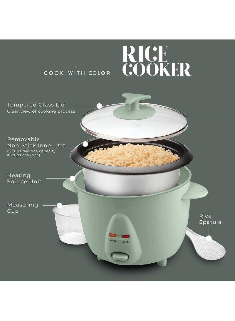 Rice Cooker 300W Effortless Cooking And Perfectly Cooks 3 Cups Of Raw Rice For 6 Cups Of Cooked Rice Sage