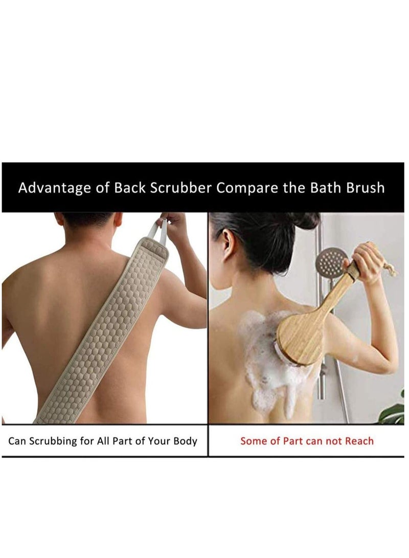 Exfoliating Back Scrubber Luffa Strap with Pad Natural Bath Sponge Body