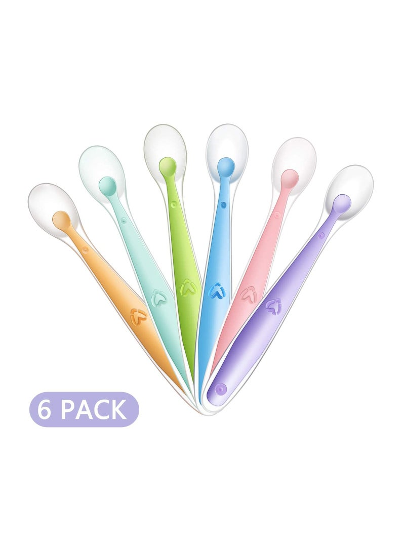 Soft Silicone Baby Spoons for Infant Feeding - 6 Pack of Safe, Gentle Training Spoons for Toddlers and Children - Ideal for Weaning and Easy Feeding.