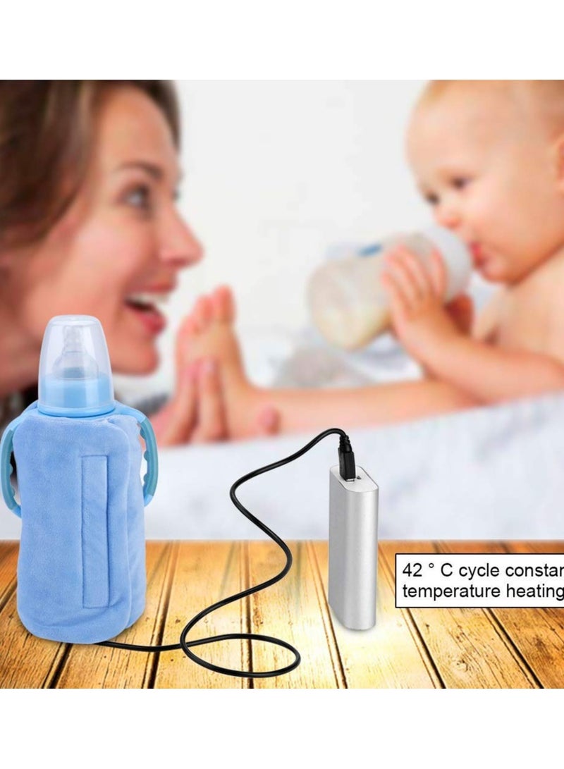 USB Portable Bottle Warmer for Infants Travel Mug Heater with Sandwich Insulation Safe Design Blue