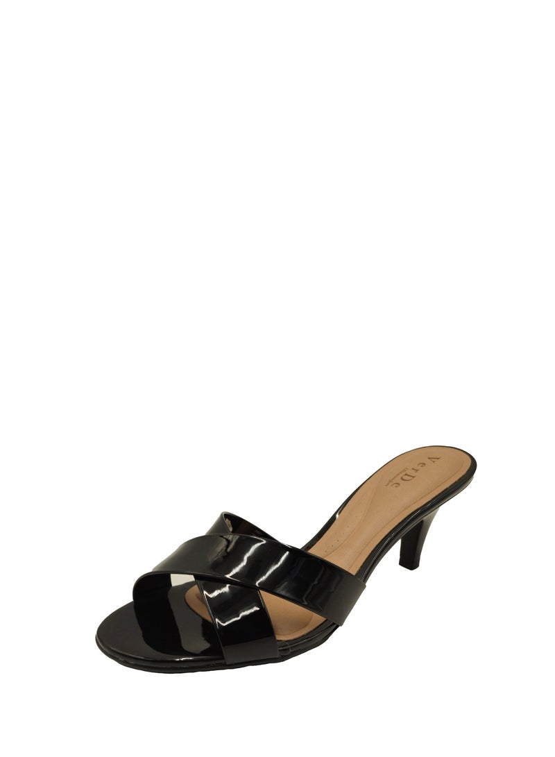 VERDE WOMEN'S LOW KITTEN HEEL PATENT  BLACK