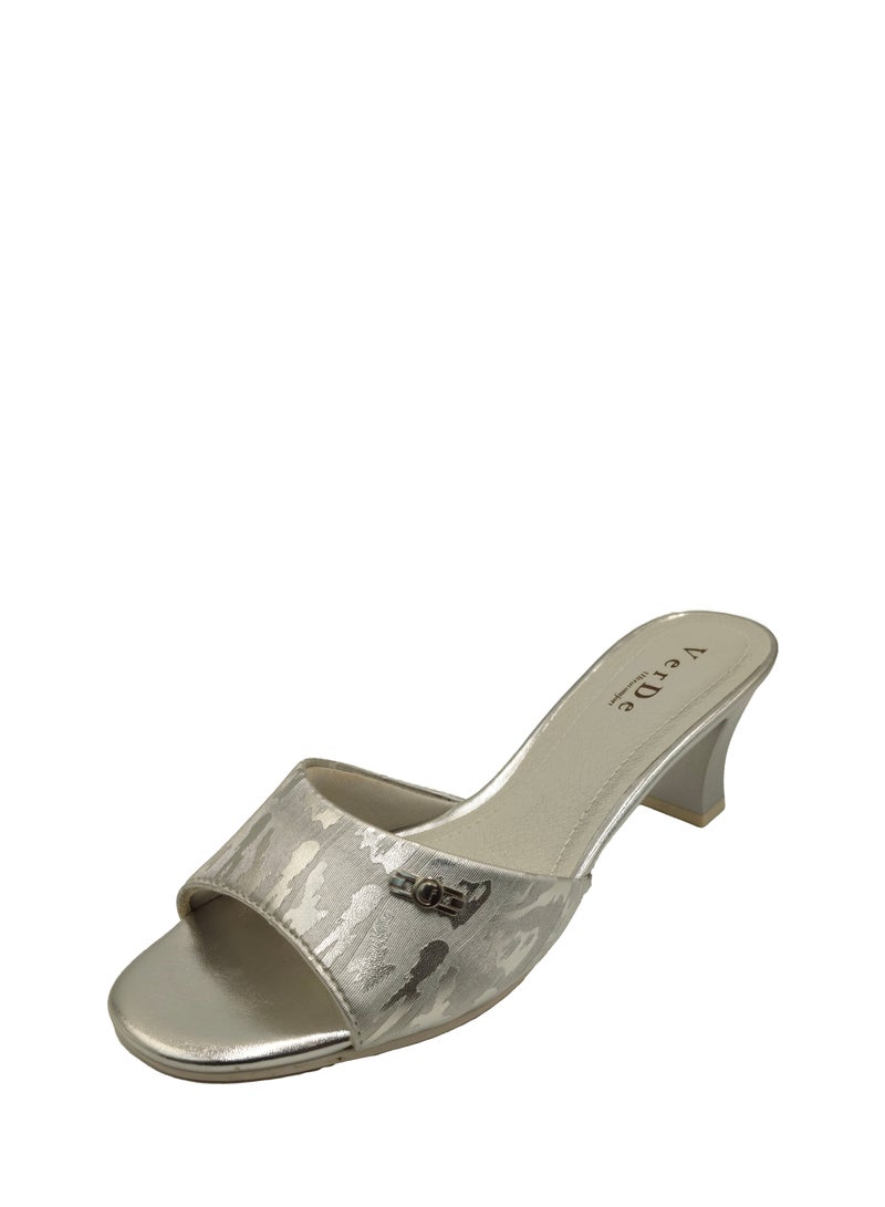 VERDE WOMEN'S LOW BLOCK HEEL SILVER