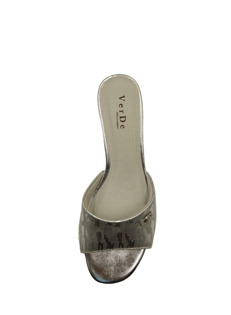 VERDE WOMEN'S LOW BLOCK HEEL SILVER