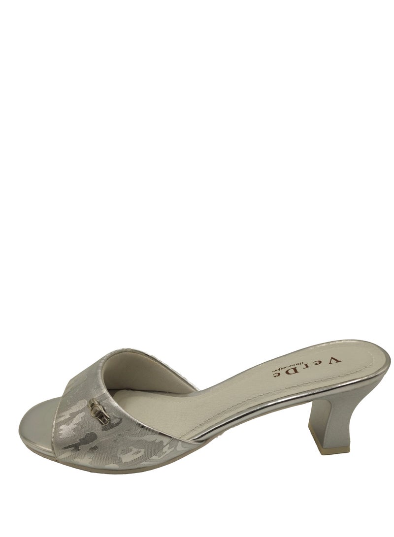 VERDE WOMEN'S LOW BLOCK HEEL SILVER