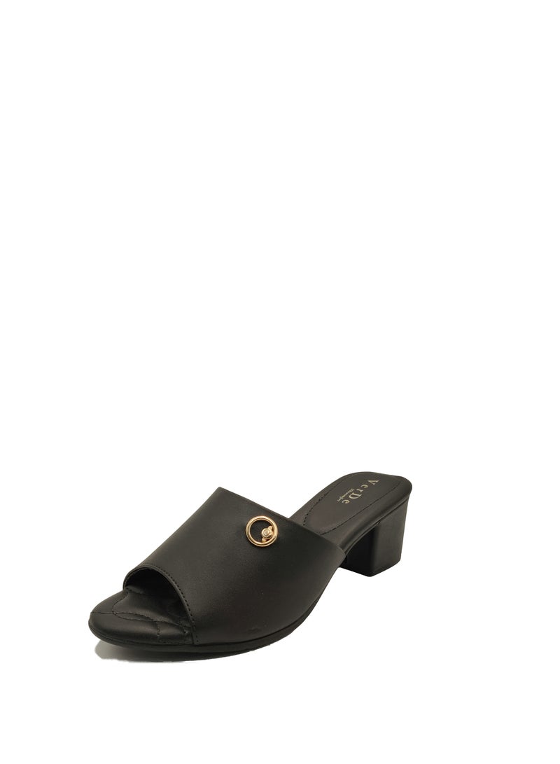 VERDE WOMEN'S LOW BLOCK HEELS BLACK