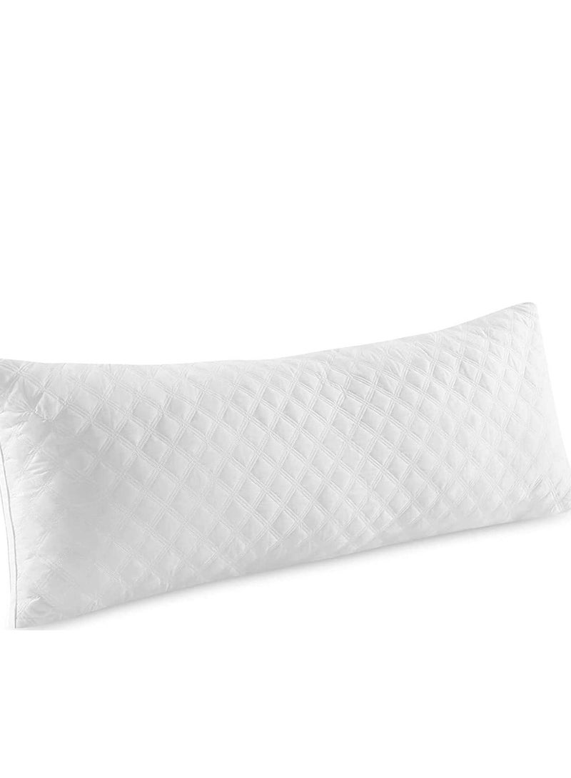 Orthopedic Quilted Full Body Pillow 100% Virgin Hollow Fiber 1400 gm filling with Cord, Breathable Large Body Pillow for Side Sleepers, 45x 120 cm