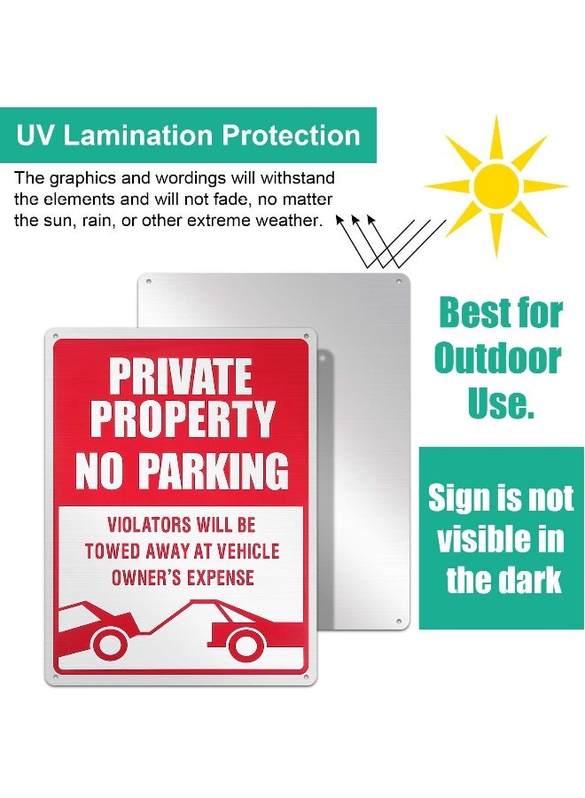 3 Pieces No Parking Sign Private Property Sign Violators Will Be Towed Sign Aluminum Sign Rust Free Weatherproof Indoor And Outdoor Use, 10 X 14 Inches