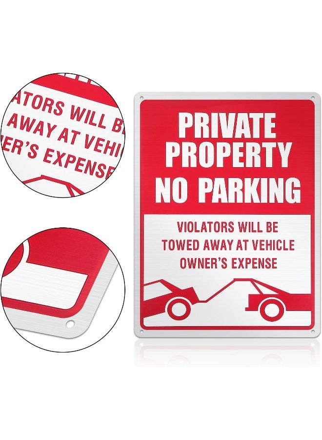 3 Pieces No Parking Sign Private Property Sign Violators Will Be Towed Sign Aluminum Sign Rust Free Weatherproof Indoor And Outdoor Use, 10 X 14 Inches