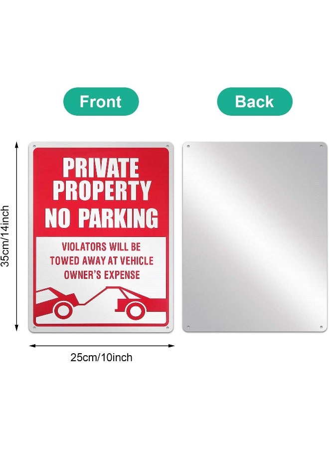 3 Pieces No Parking Sign Private Property Sign Violators Will Be Towed Sign Aluminum Sign Rust Free Weatherproof Indoor And Outdoor Use, 10 X 14 Inches