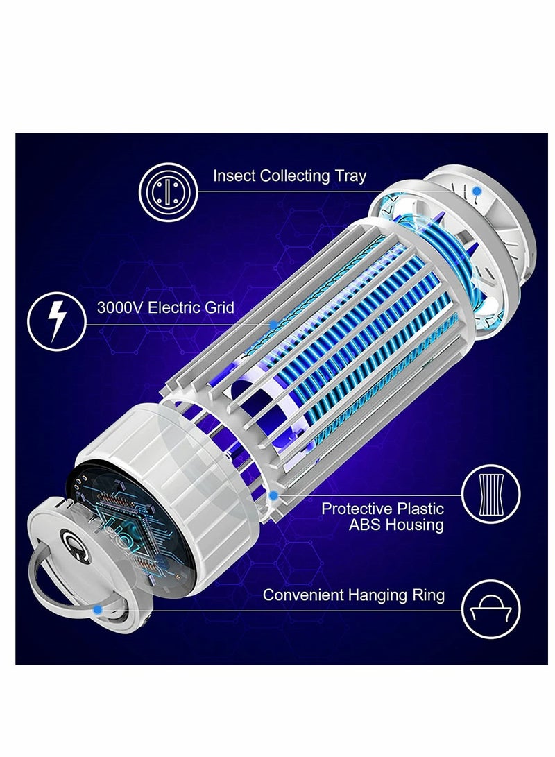 Electric Bug Zapper for Indoor Outdoor, 3000V High Powered UV Light Mosquito Zapper Killer, Waterproof Pest Control Insect Fly Trap Equipped USB Cable for Home, Patio, Backyard, Camping