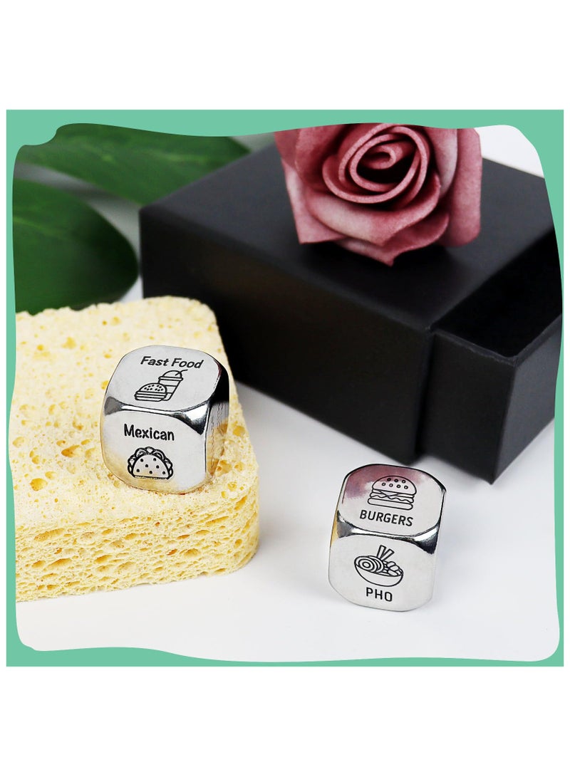 2 Pcs Food Dice Game, Valentines Day Gifts for Him Multiple Food Choice Dice, Couples Date Night Dice for Boyfriend Girlfriend Wedding Anniversary Engagement or Birthday Gifts