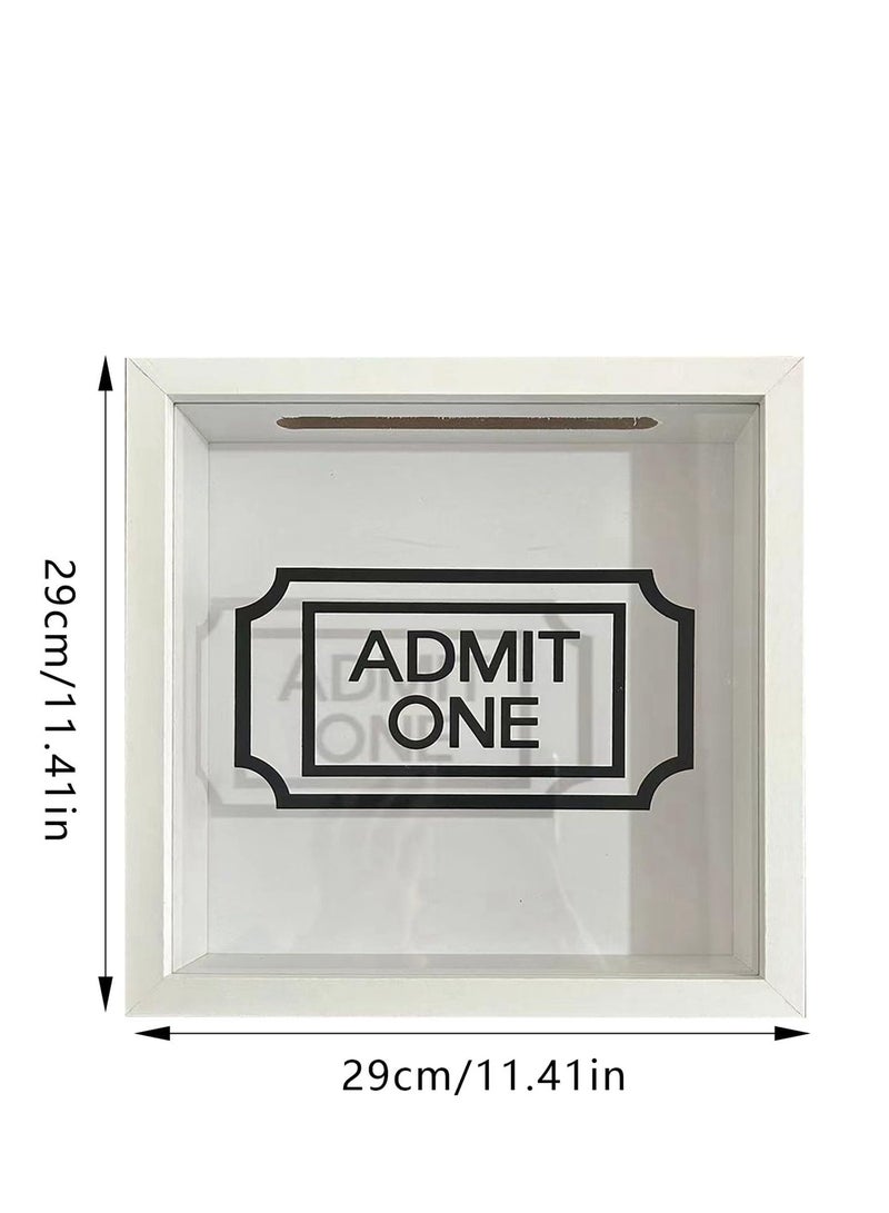 Adventure Archive Box Travel Shadow Box Personal Travel Adventure Archive Souvenir Storage Box Couple Travel Adventure Photo Record Wall Decoration for Any Size Tickets Display Case 29x29cm White