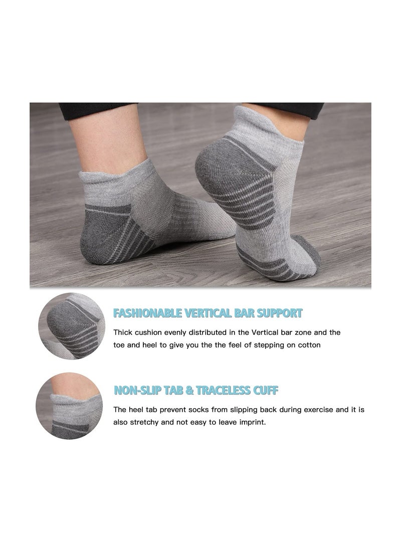 8 Pairs Mens Ankle Athletic Socks Low Cut Breathable Running Socks with Cushion Tab Comfort Sports Trainer Socks Cotton Casual Non-Slip No Show Socks for Men EUR43-46