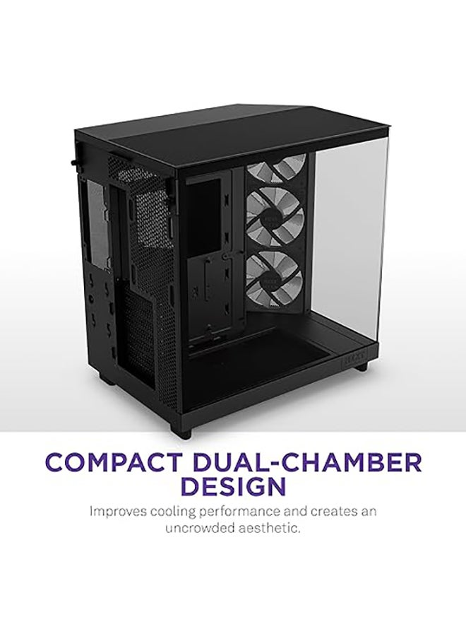 H6 Flow (2023) Compact Dual-chamber ATX Case - CC-H61FB-R1 - All Black