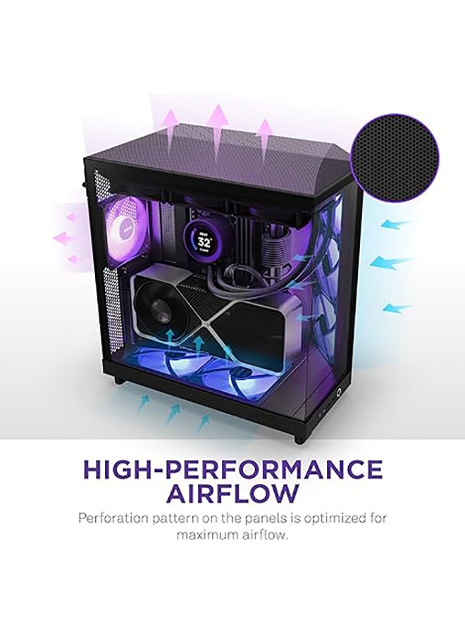 H6 Flow (2023) Compact Dual-chamber ATX Case - CC-H61FB-R1 - All Black