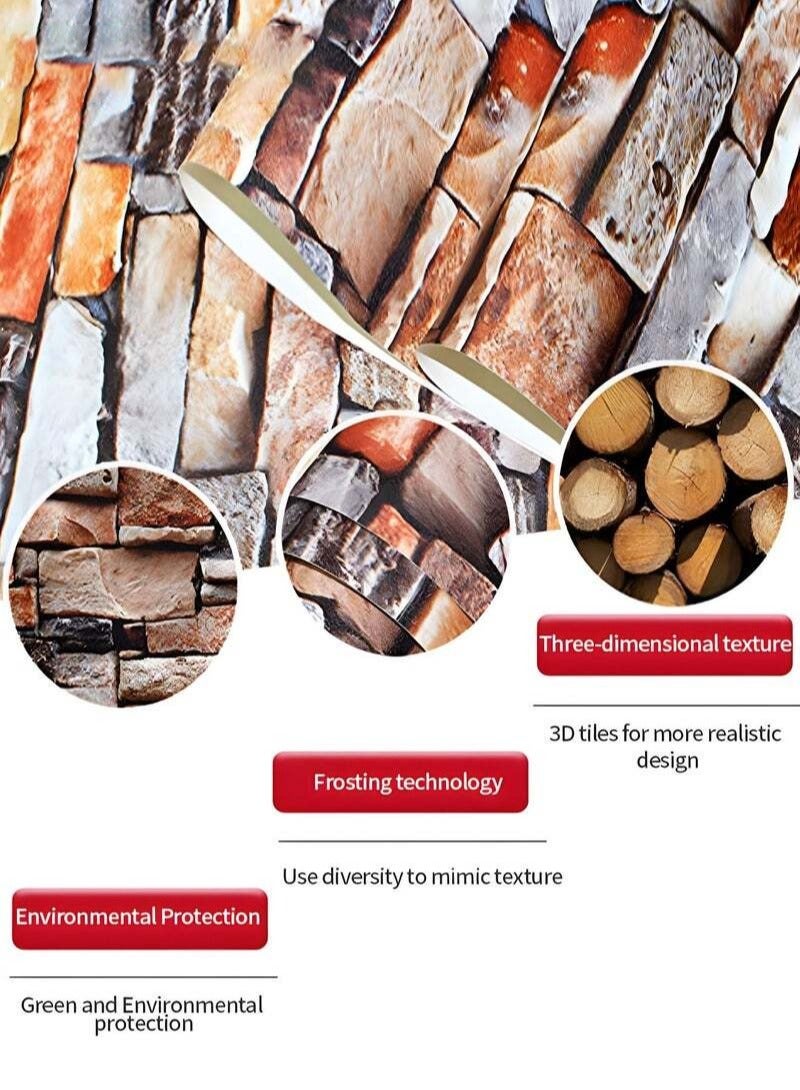 3D Self-Adhesive Wallpaper,Faux Stone Peel And Stick Wallpaper,Water Proof Spillage Proof,PVC Wallpaper For House Decoration 45cm x 10m