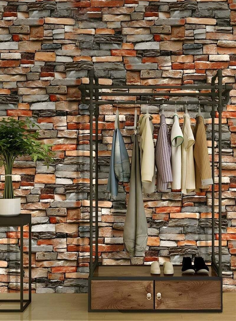 3D Self-Adhesive Wallpaper,Faux Stone Peel And Stick Wallpaper,Water Proof Spillage Proof,PVC Wallpaper For House Decoration 45cm x 10m