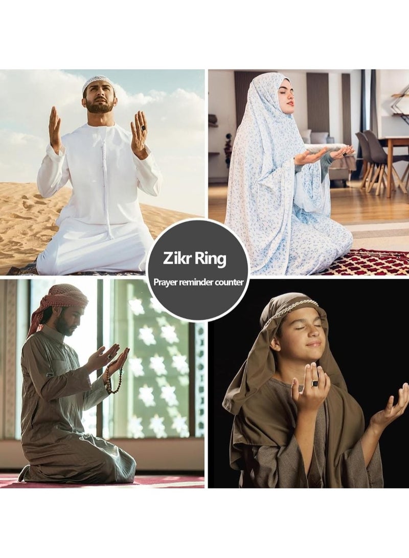 Zikr Ring with 5 Prayer Times Notifications & Digital Tasbih Counter Smart Islamic Ring for Daily Prayers, Compact & Wearable Tasbeeh with OLED Display, Waterproof, Ideal Islamic Gift