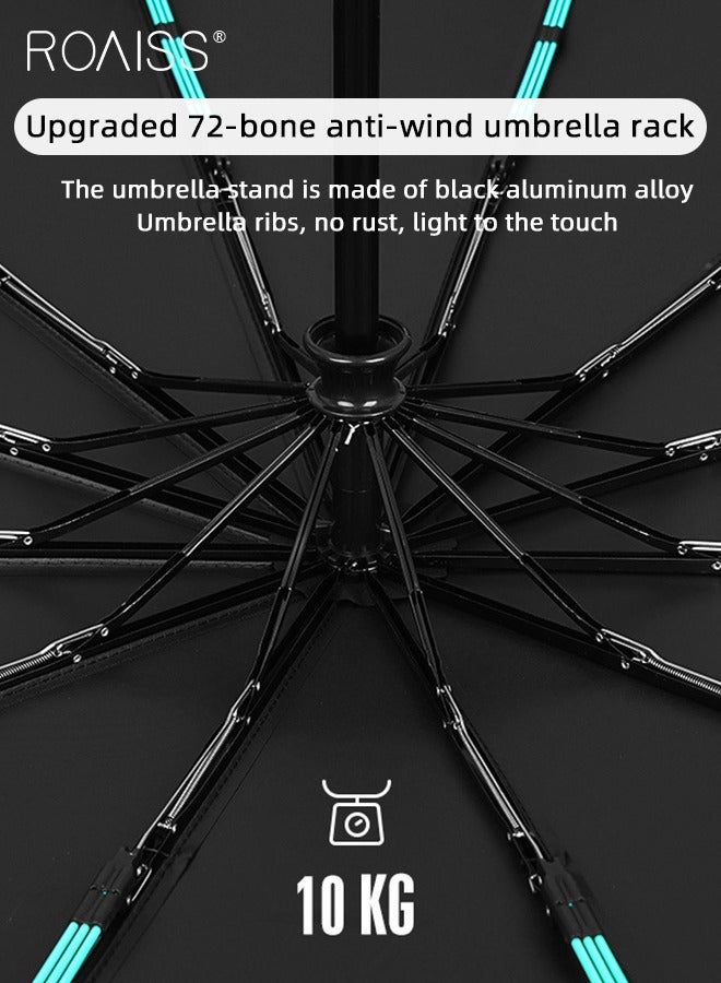 Unisex Multi Functional Semi Automatic Umbrella with Wooden Shaft Windproof Reinforced Dual Person Business Style 72 Rib Large Canopy Semi Automatic Umbrella for Rain or Shine