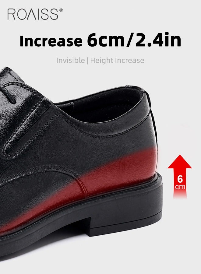 Formal Business Leather Shoes for Men High Fashion Textures Soft Sole Comfort Wedding Groom Shoes Mens Round Toe Low Top Lace up Front Anti Slip Wear Resistant Work Shoes