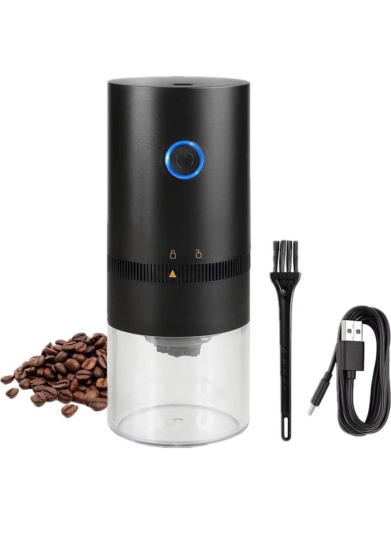Portable Electric Coffee Grinder, USB Charging Automatic Cone Burr Grinder (Black)