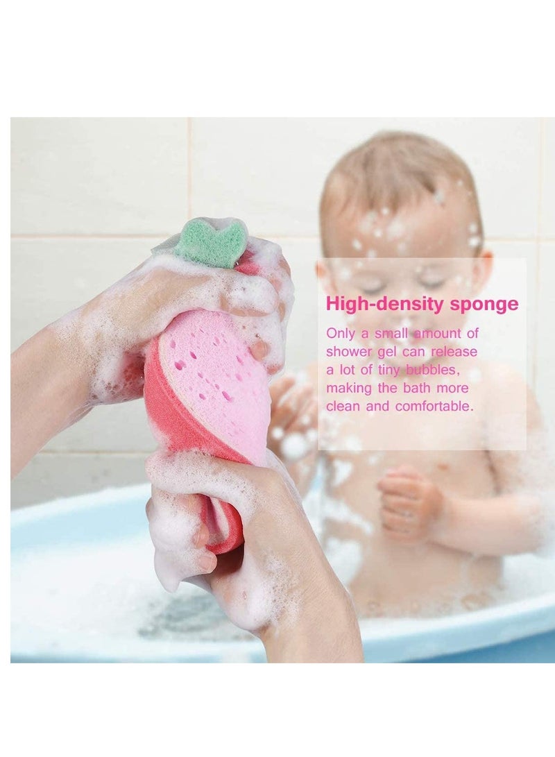 Bath Puff Soft Bath Sponge Shower Ball Bath Loofah Fruit Shape Mesh Pouf Exfoliation Body Puffs Exfoliate Pouf Baby Bath Sponge 4 Pcs Fruit Shaped Soft Bath Brush Scrubbers for Kids Children