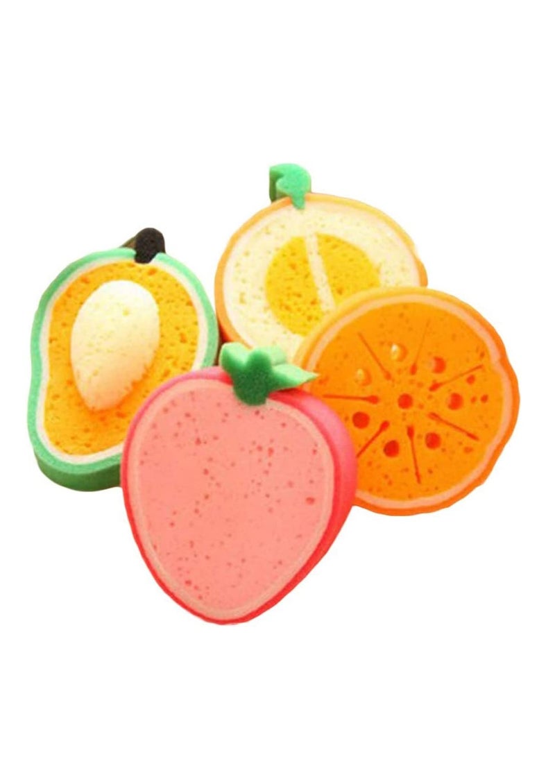 Bath Puff Soft Bath Sponge Shower Ball Bath Loofah Fruit Shape Mesh Pouf Exfoliation Body Puffs Exfoliate Pouf Baby Bath Sponge 4 Pcs Fruit Shaped Soft Bath Brush Scrubbers for Kids Children