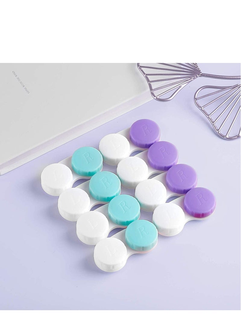 Contact Lens Case12PCS, Box Left/Right Eyes Holder Container, Outdoor Mini Soak Storage Kit for Travel&Home