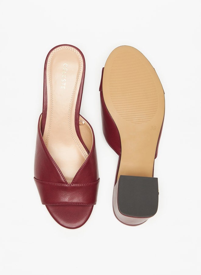 Women's Textured Slip-On Sandals with Block Heel