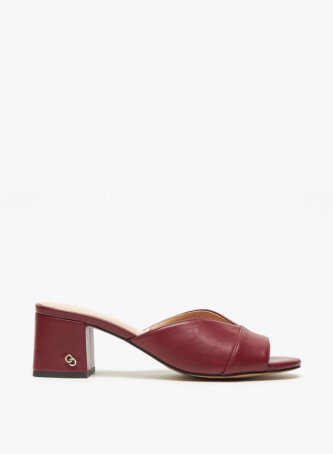 Women's Textured Slip-On Sandals with Block Heel