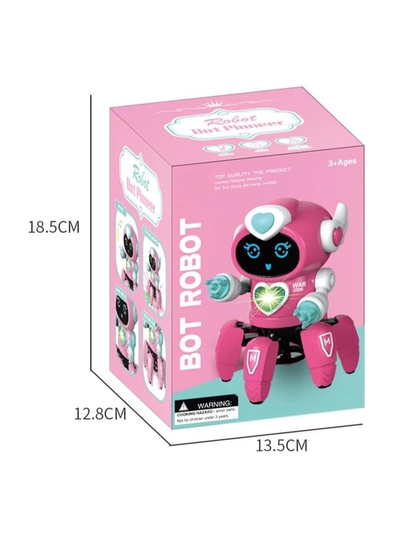 Bot Robot Pioneer Colorful Lights and Music All Direction Movement Dancing Robot Toys for Boys and Girls (PINK)