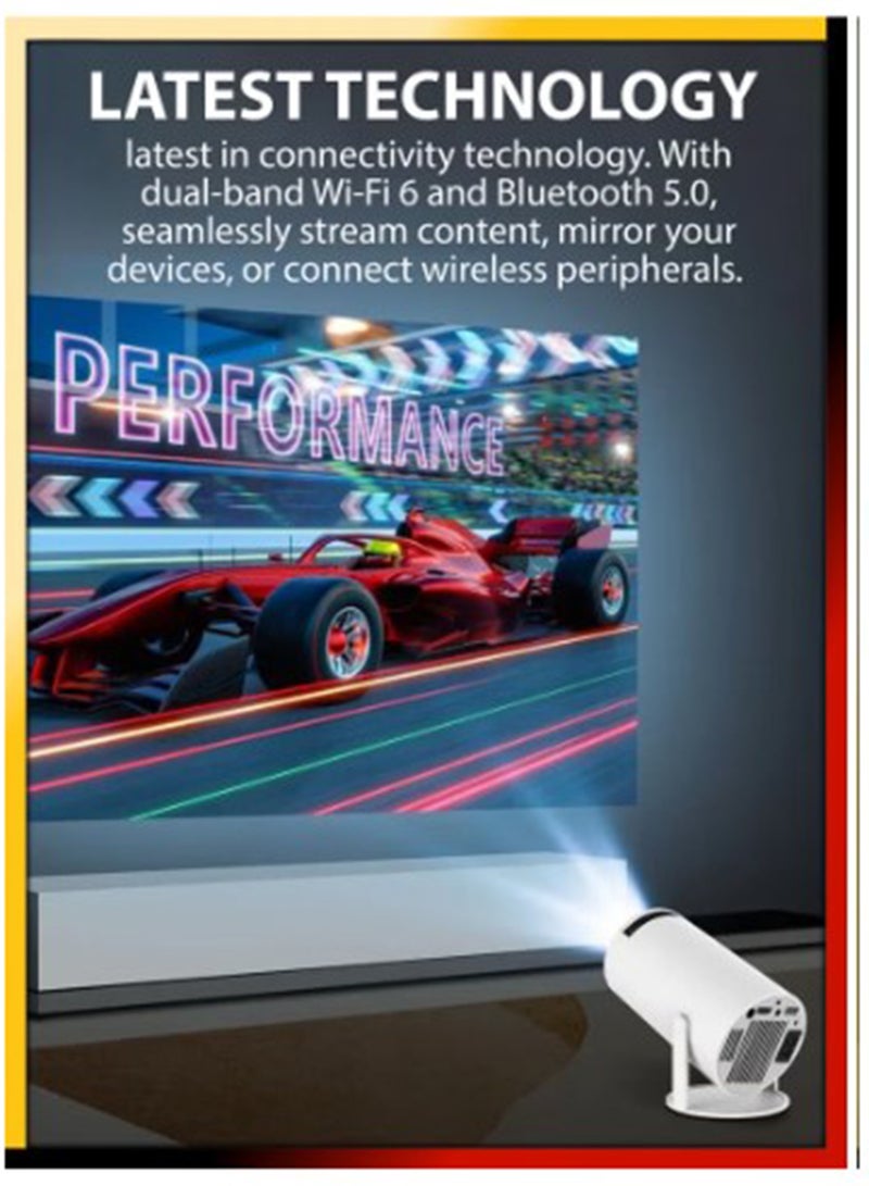 Android Smart 1080P Projector Portable Auto Keystone WiFi Bluetooth 130 Inch Screen 180 Degree Flip Portable Projector Home Theater Full HD 1080P for Indoor Outdoor Home Birthday Gift Compatible with TV Stick/HDMI/USB/PS5/iOS/PS4