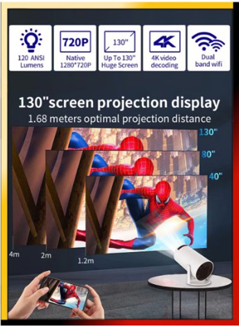 Android Smart 1080P Projector Portable Auto Keystone WiFi Bluetooth 130 Inch Screen 180 Degree Flip Portable Projector Home Theater Full HD 1080P for Indoor Outdoor Home Birthday Gift Compatible with TV Stick/HDMI/USB/PS5/iOS/PS4