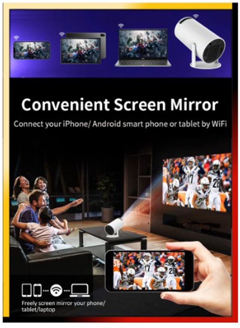 Android Smart 1080P Projector Portable Auto Keystone WiFi Bluetooth 130 Inch Screen 180 Degree Flip Portable Projector Home Theater Full HD 1080P for Indoor Outdoor Home Birthday Gift Compatible with TV Stick/HDMI/USB/PS5/iOS/PS4