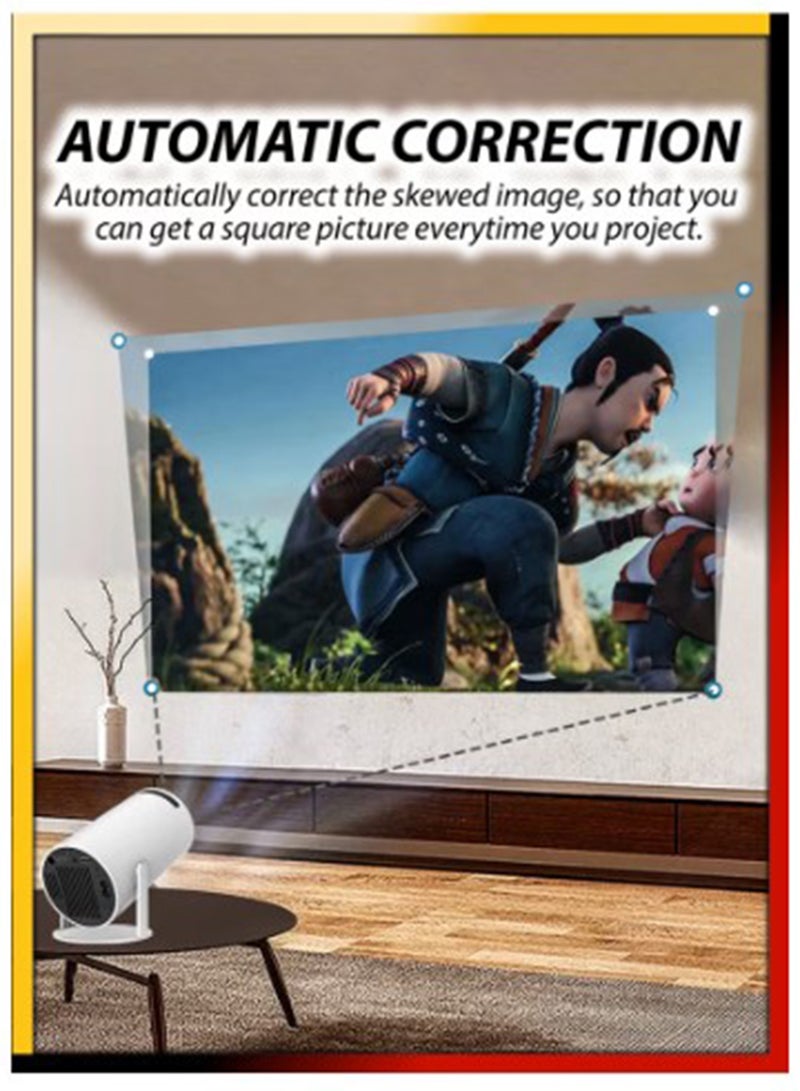 Android Smart 1080P Projector Portable Auto Keystone WiFi Bluetooth 130 Inch Screen 180 Degree Flip Portable Projector Home Theater Full HD 1080P for Indoor Outdoor Home Birthday Gift Compatible with TV Stick/HDMI/USB/PS5/iOS/PS4