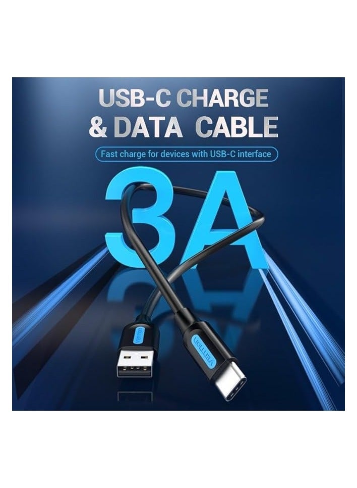 USB 2.0 A Male To C Male fast charging @3A transmission speed @480Mbps Nickel Platted, Aluminum foil shielding (A to C @3A, 0.25 Meter)