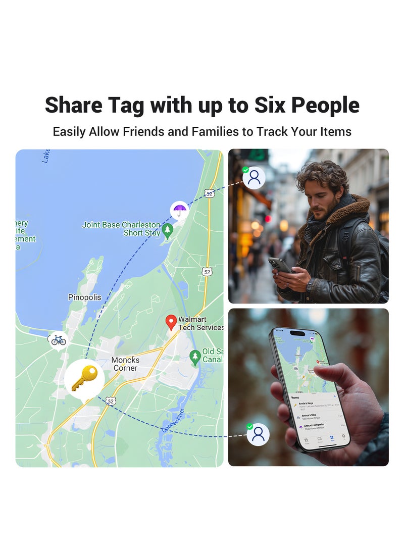 Smart Tag, Works with Apple Find My (iOS Only), Bluetooth Finder, Keys Finder And Item Locator for Keys, Bags, Wallets, and More Black