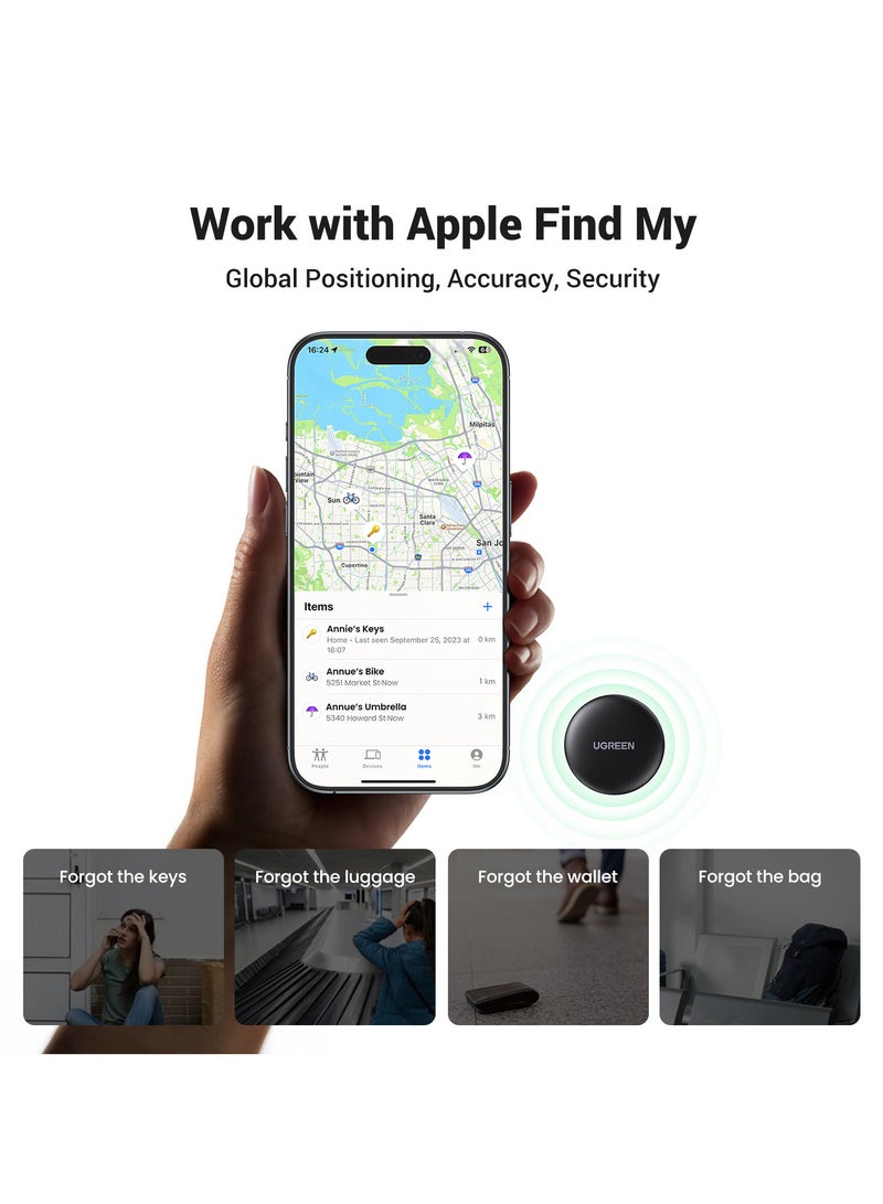 Smart Tag, Works with Apple Find My (iOS Only), Bluetooth Finder, Keys Finder And Item Locator for Keys, Bags, Wallets, and More Black