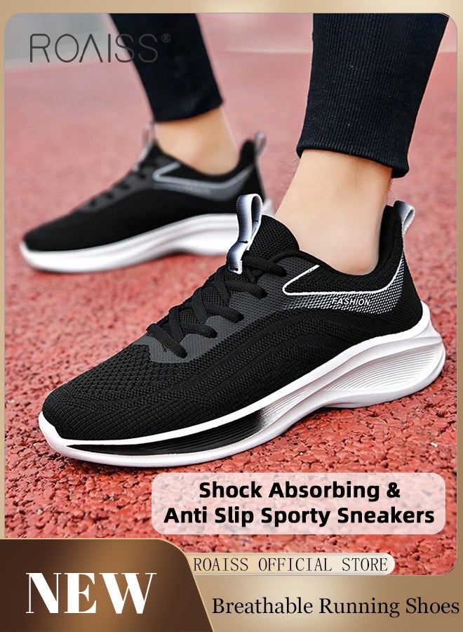 Versatile Breathable Running Shoes for Men with Soft Sole Trendy Casual Lightweight Shock Absorbing Sneakers for Sports and Casual Wear Men's Low-Cut Comfortable Workout Shoes