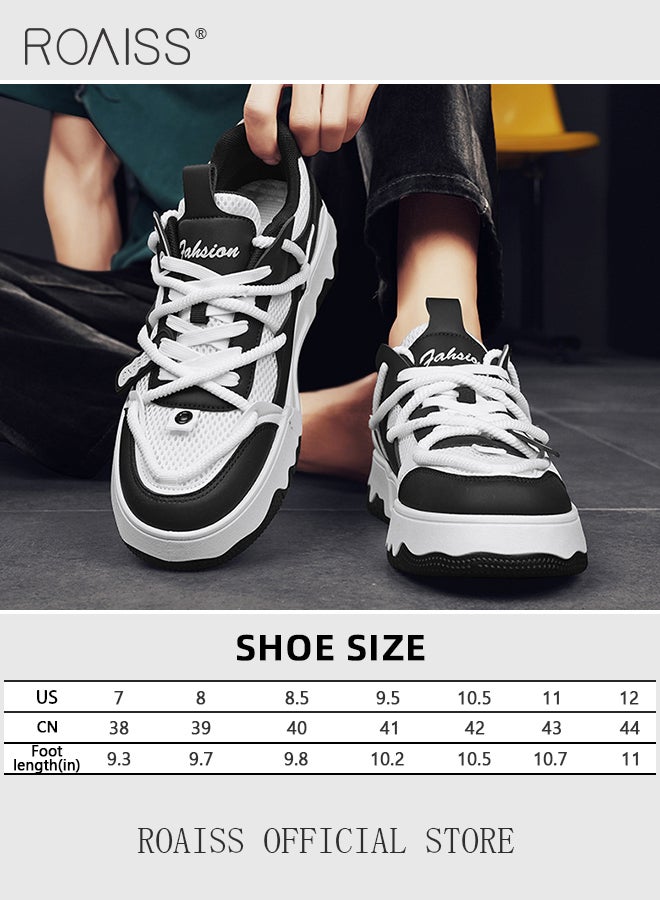 Stylish Colorblock Breathable Sneakers for Men Casual Double Lace up Non Slip Platform Skateboard Shoes Men's Low Top Cross Strap Design Comfy Soft Sole Sports Shoes