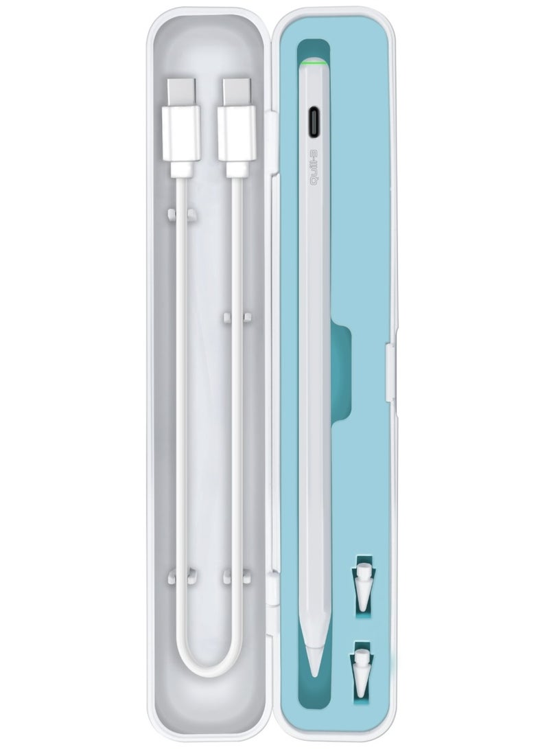 Bluetooth Stylus Pencil For iPad With Multifunctional Button,12-hour Battery Life, Palm Rejection, Tilt Recognition, Magnetic Charging, USB-C Port, 1-Year Standby Time,Replaceable Nib, Quill-3 White
