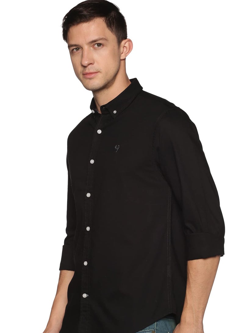 U.S. ELK Men's Button Down Shirt | Casual Slim Fit, Long Sleeve Oxford Shirts For Men | Smart Fit Cuff -  Black