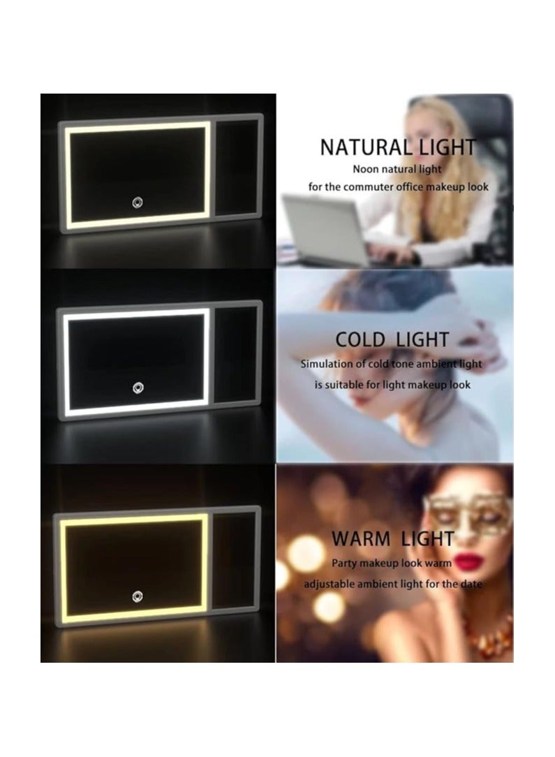 Car Vanity Mirror with Touch LED Light - 3 Color Modes, Rechargeable Makeup Mirror for Car Interior, Adjustable Brightness, Ultra-Thin Design, Perfect for Travel & Daily Use