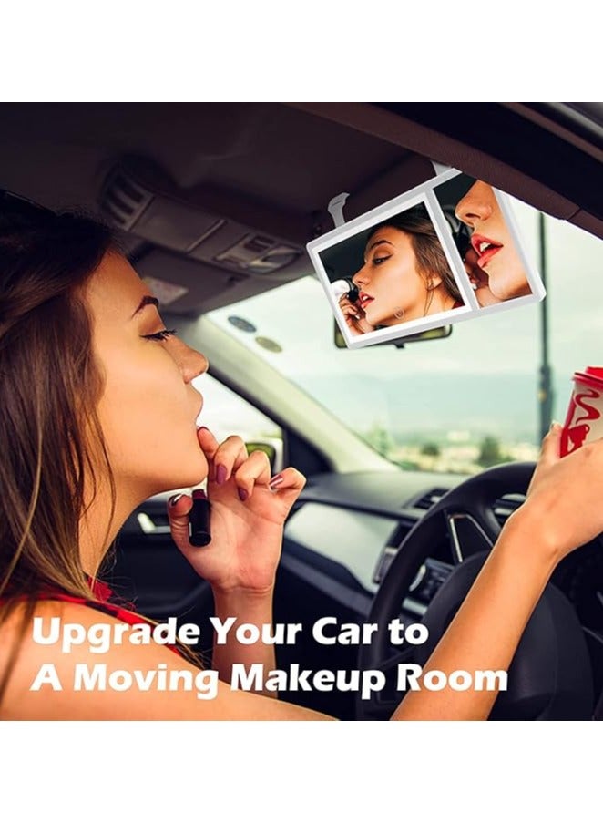 Car Vanity Mirror with Touch LED Light - 3 Color Modes, Rechargeable Makeup Mirror for Car Interior, Adjustable Brightness, Ultra-Thin Design, Perfect for Travel & Daily Use